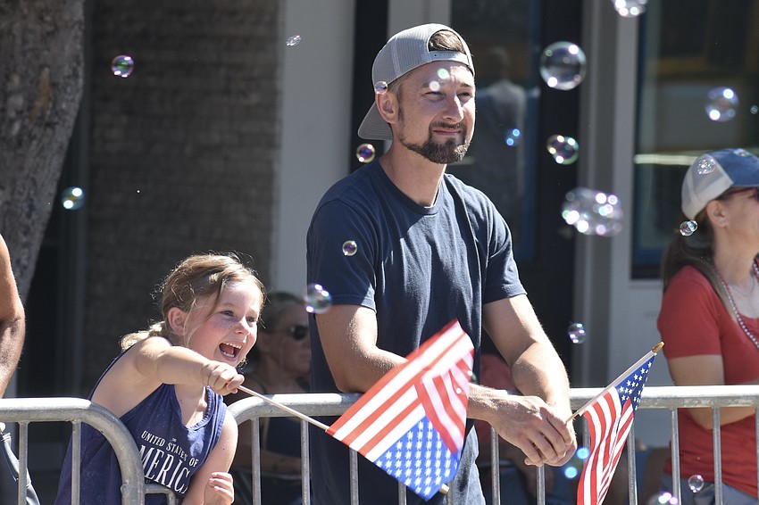 Rose Lecuyer, 5, and Justin Lecuyer show their patriotism.