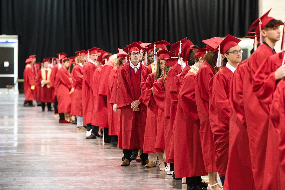 Seabreeze seniors get ready for the graduation ceremony at the Ocean Ceanter in Daytona Beach. Photo by Michele Meyers