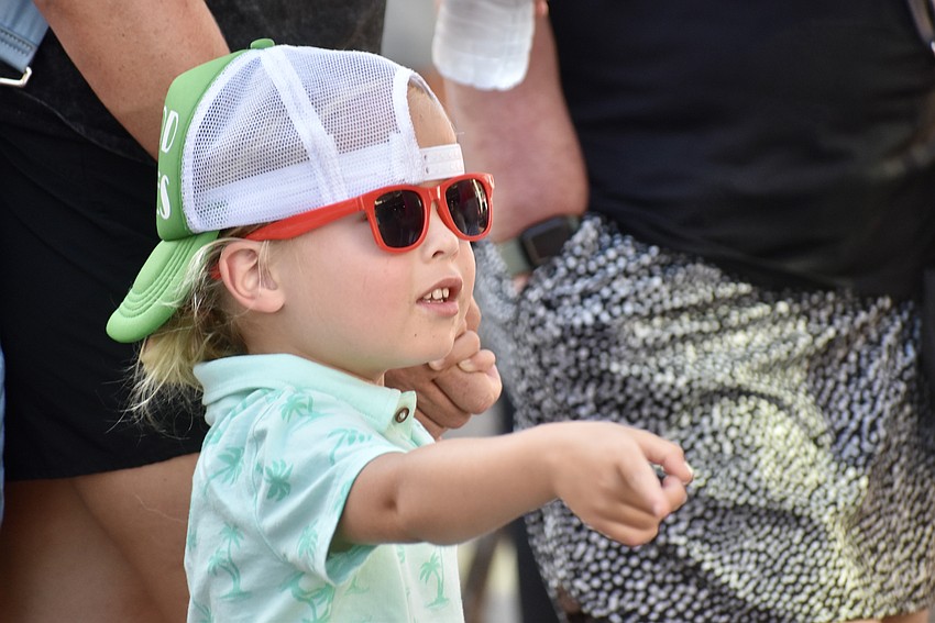 Lakewood Ranch resident Jack Kenna, 3, points at the pizza truck.
