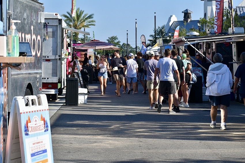 Food trucks line up in Waterside Place on May 29 for the last Ranch Nite Wednesday of the season.