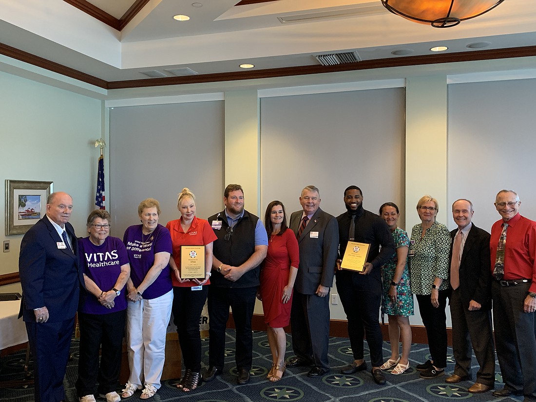 Members of the Halifax Area Chapter of the Military Officers Association of America and representatives of On Time Pkgs LLC and VITAS Healthcare. Courtesy photo