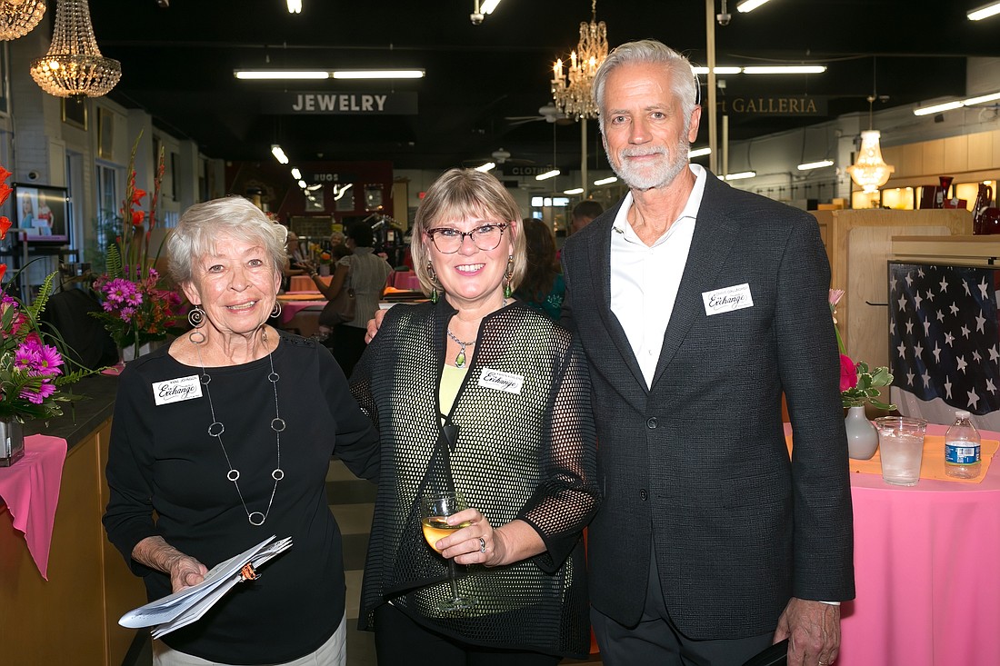 From left, The Exchange Secretary Anne Johnson, CEO Karen Koblenz and President Chris Gallagher at the organization's arts and cultural awards ceremony in 2023.