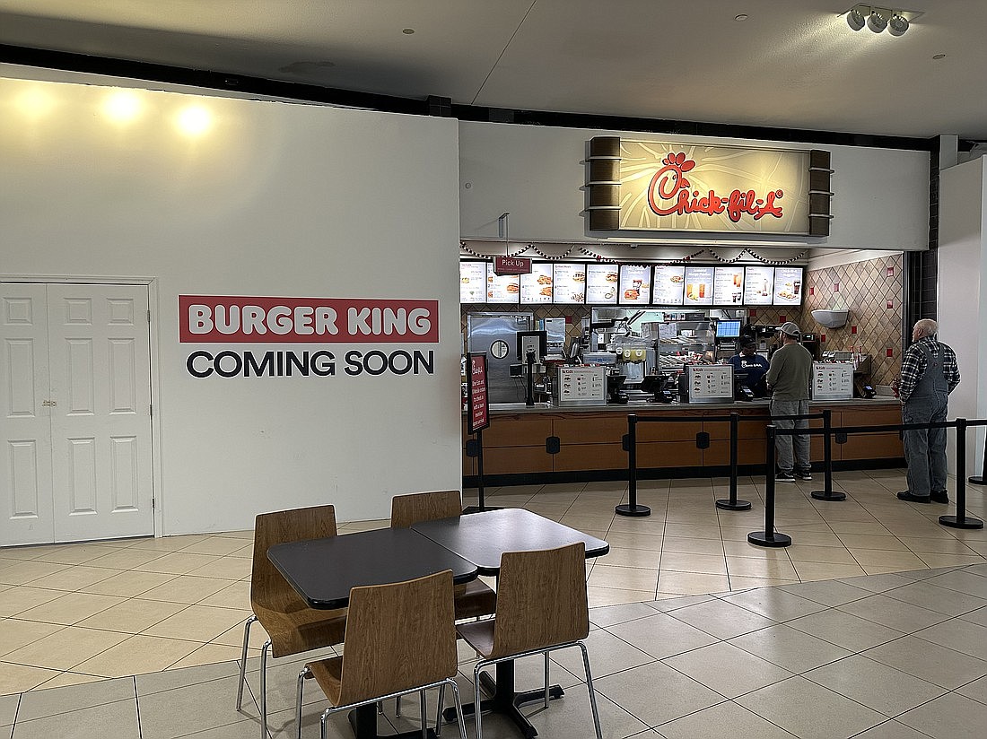 The Avenues mall walled off the space in the food court where Burger King is coming soon next to Chick-fil-A.