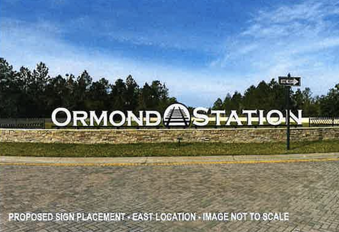 A rendering of the Ormond Station sign. Image from Flagler County Commission meeting documents