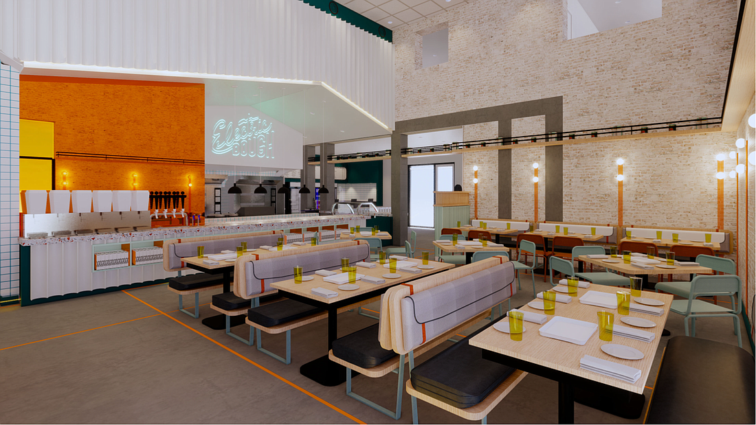 Site plans include this rendering of the interior of Electric Dough Pizza Co. at 1996 San Marco Blvd.