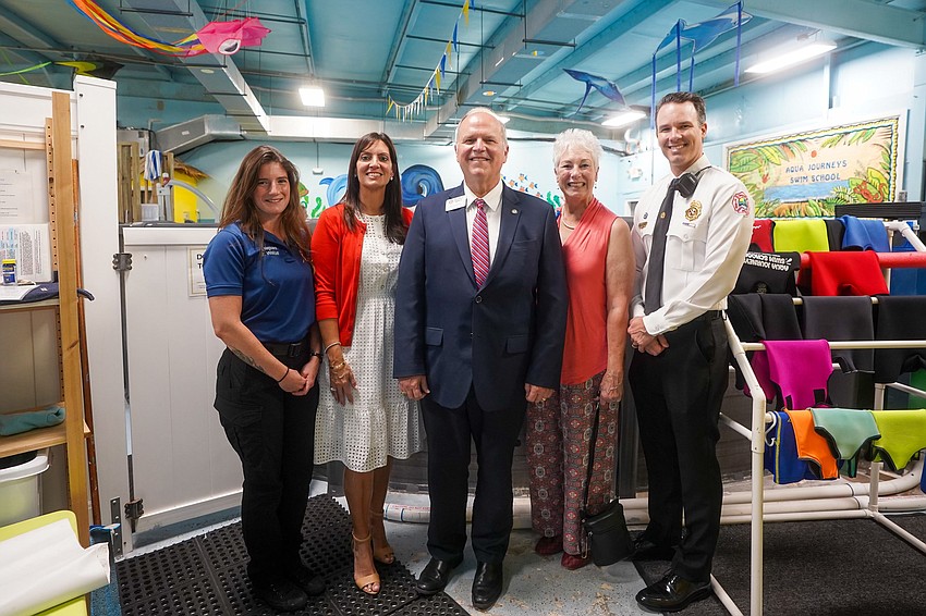 Lifeguard Emily Walcutt, Florida Lt. Gov. Jeanette Nuñez, Ormond Beach Mayor Bill Partington, Ormond Beach Police Department Victim Advocate Evelyn Rebostini and Ormond Beach Fire Department Batallion Chief Travis Taft. Photo courtesy of the city of Ormond Beach