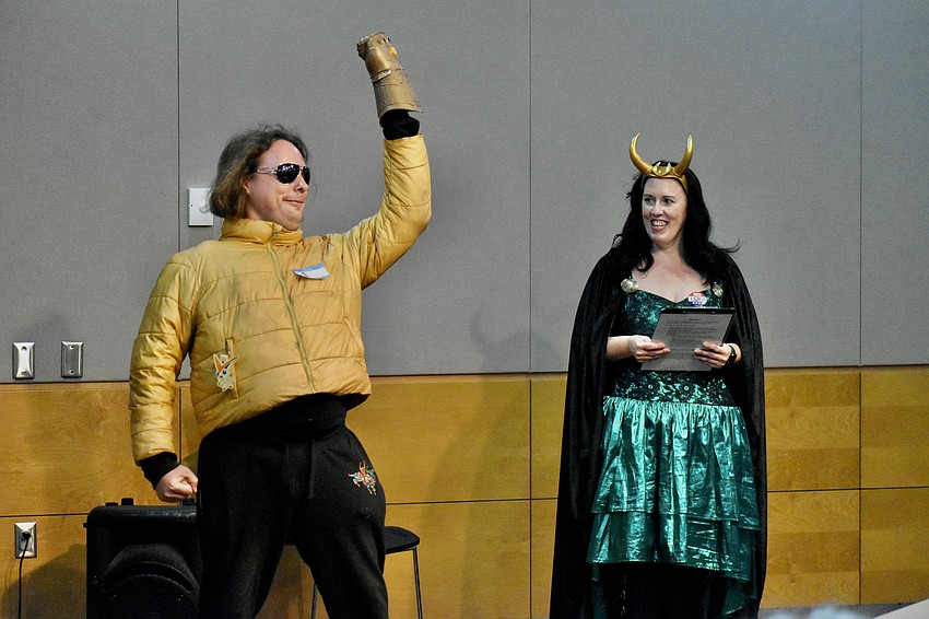 Donald Robertson II takes a turn in the costume contest as 