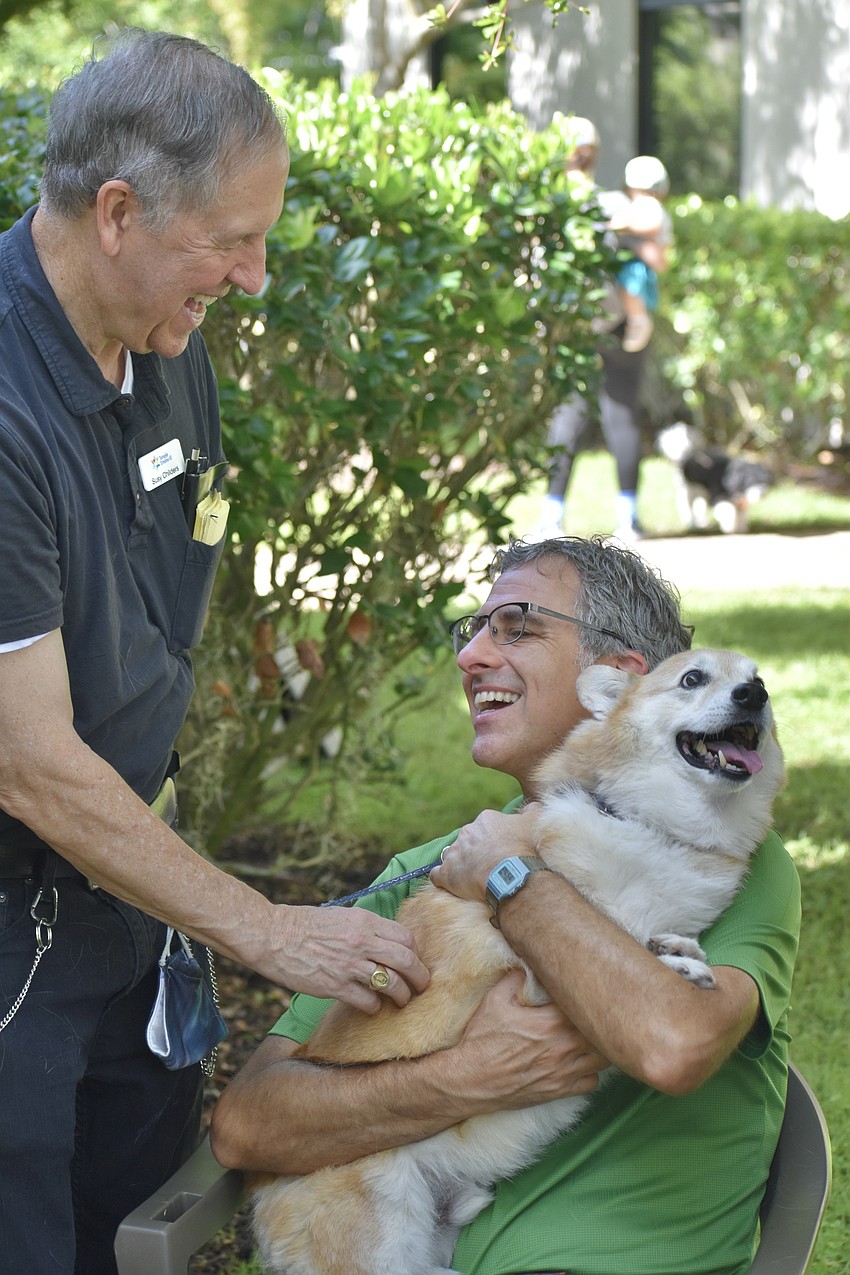 Tim Childers brings Casey to Rabbi Brenner Glickman.