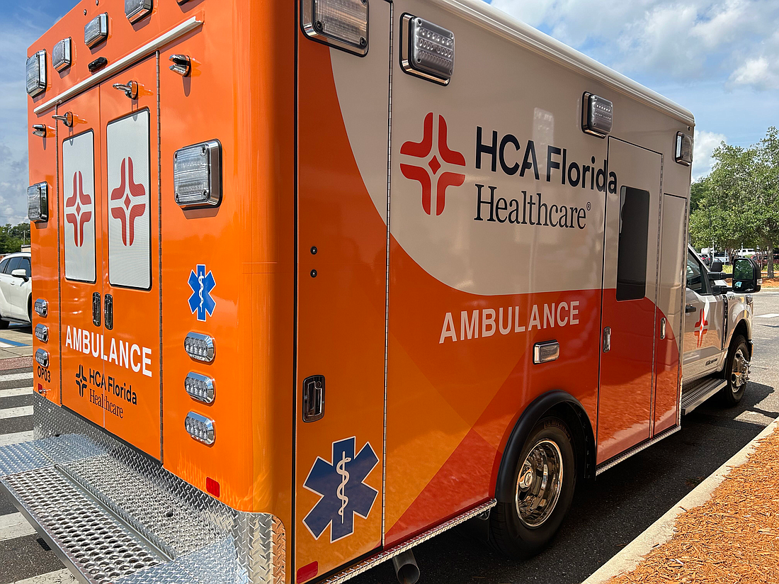 One of three new ambulances that HCA Florida Orange Park Hospital debuted June 17 that are part of its new interfacility transport service.
