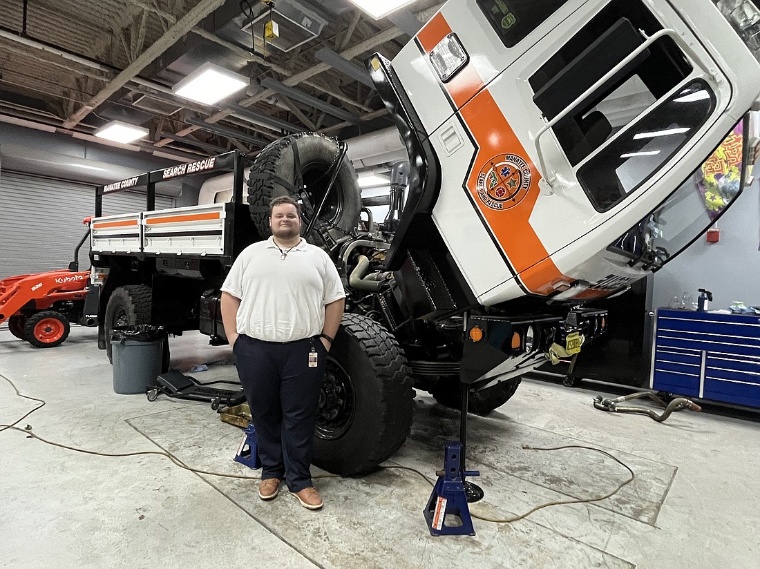 East County’s Evan Bouthillier receives hands-on experience in Manatee Technical College's diesel systems technician program by working on Manatee County Search and Rescue vehicles. Bouthillier hopes to become a master mechanic.