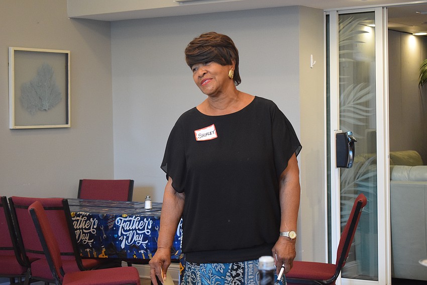 Executive Director of the Mt. Carmel Resource Center Shirley Pearson shares its mission with Longboat Island Chapel members.