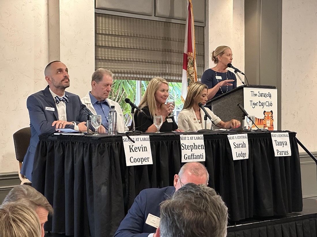 Candidates for the Sarasota County Public Hospital Board attended a forum June 20 hosted by the Sarasota Tiger Bay Club.