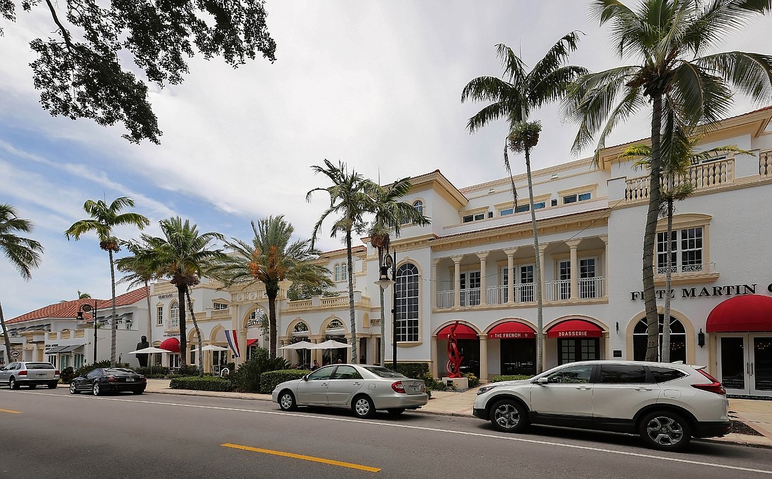 Luxury shops on Fifth Avenue in downtown Naples.