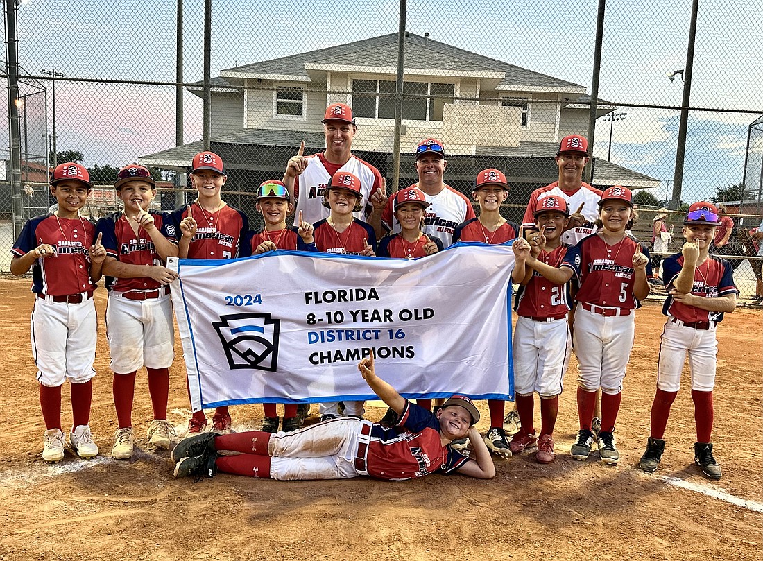 The Sarasota American U10 baseball team won its All-Star District 16 championship for the second year in a row.