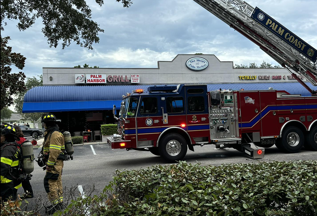 The Palm Harbor Grill had a kitchen fire over the weekend. Photo courtesy of the Palm Coast Fire Department