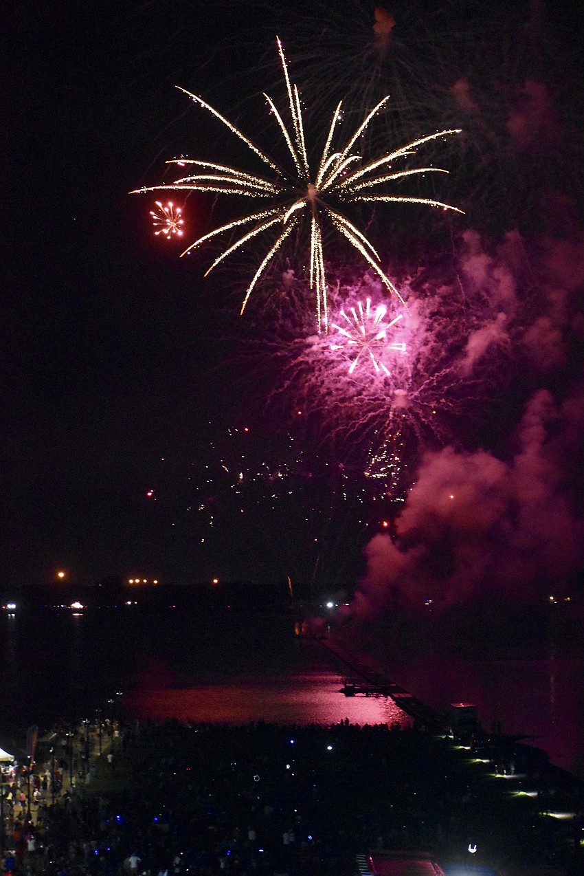 Fireworks light up the night sky over the lake at Nathan Benderson Park on July 3.
