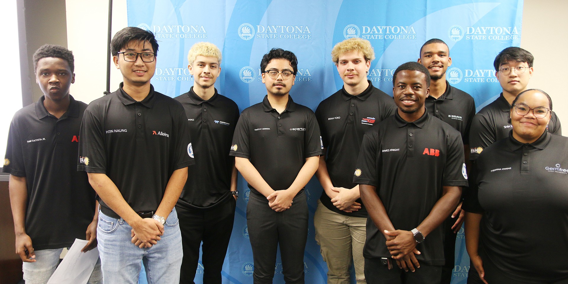 The fourth cohort of the Florida FAME Sunshine Chapter: Fane DaCosta Jr., Hting Naung, Brandon Perez, Timothy Herrera, Brian Ford, Jaymes Knight, Tyrone McAffee, Shih Shen and T'Seanna Owens. Photo by Jarleene Almenas