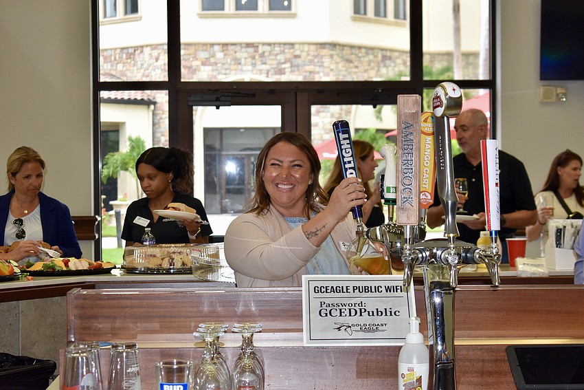 The backpacks are stuffed, so organizer Jessica Seper pours some beers.