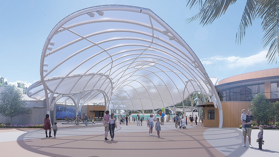 The Jacksonville Zoo and Gardens Manatee Gateway Entrance features an organic open-air canopy covering 25,000 square feet and extending 50 feet high.