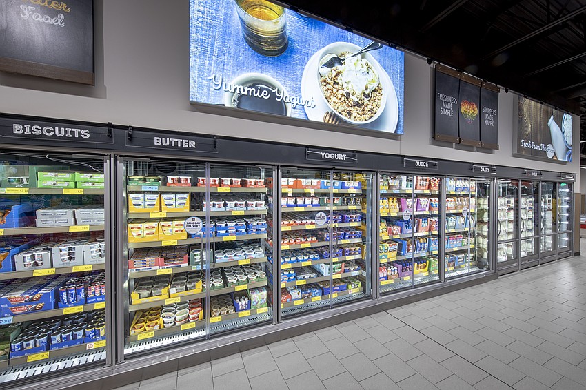 Aldi carries refrigerated items including butter, cheese, milk and more.