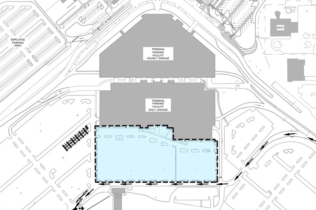 Jacksonville International Airport is adding a third parking garage to the east of the existing daily garage.