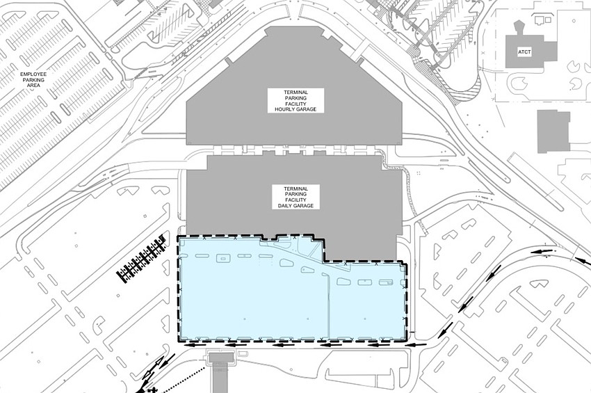 Jacksonville International Airport is adding a third parking garage to the east of the existing daily garage.