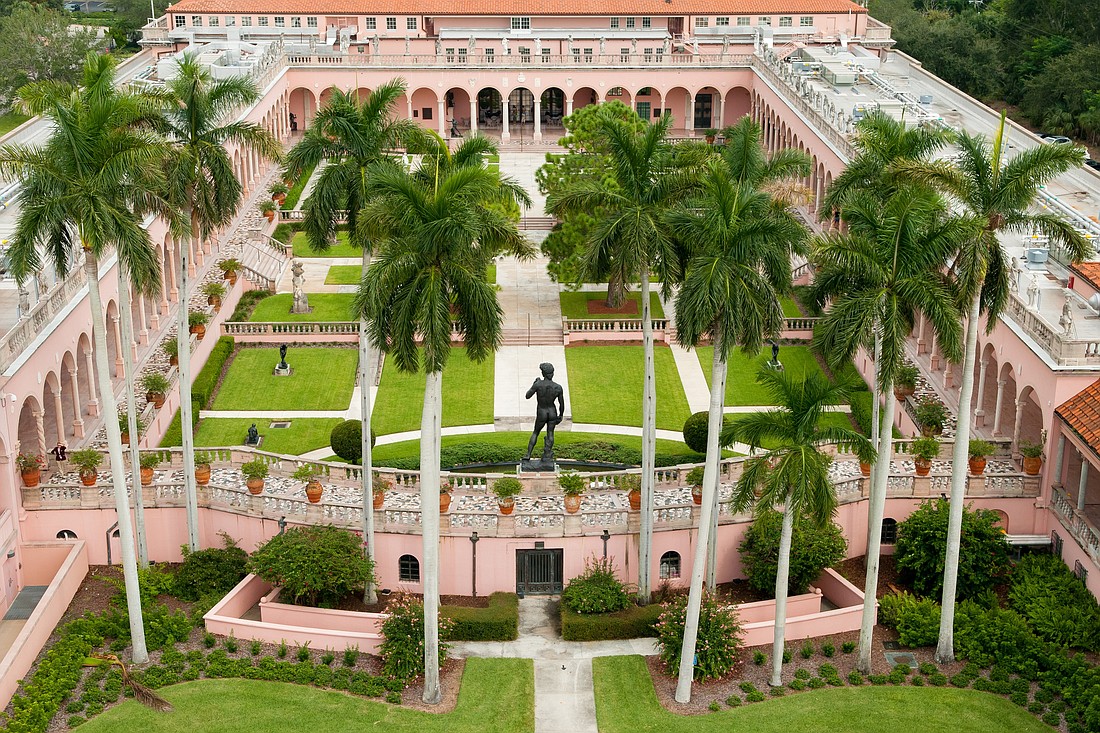 The courtyard of The John and Mable Ringling Museum of Art.