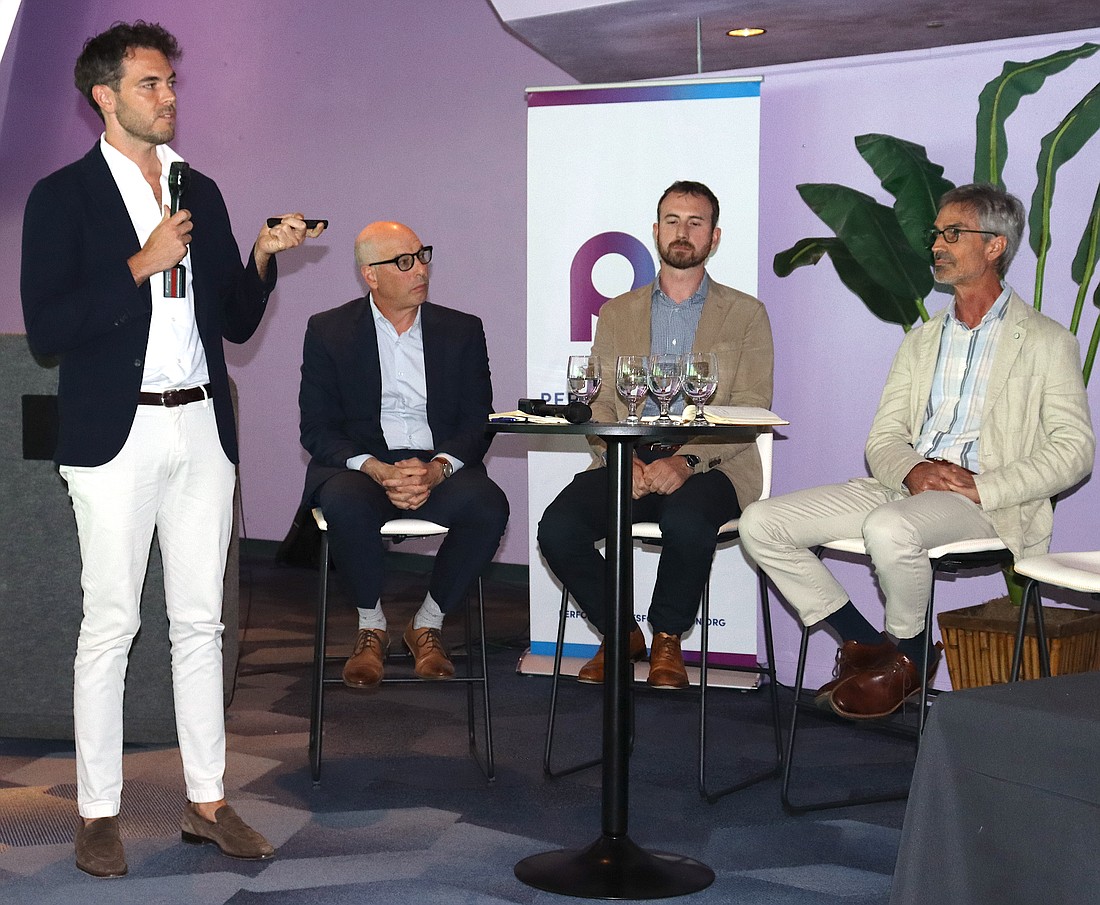 From left, Kerry Joyce, Todd Sweet, Ronan Dunphy and Jerry Sparkman addressed attendees at the 'Meet the Architects' workshop for the planned Sarasota Performing Arts Center.