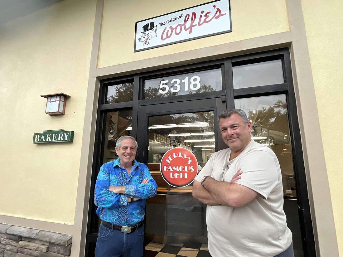 Jonathan Mitchell and Jason Starkman look forward to offering The Original Wolfie's New York-style deli items at its new location in Lakewood Ranch on Paylor Lane.