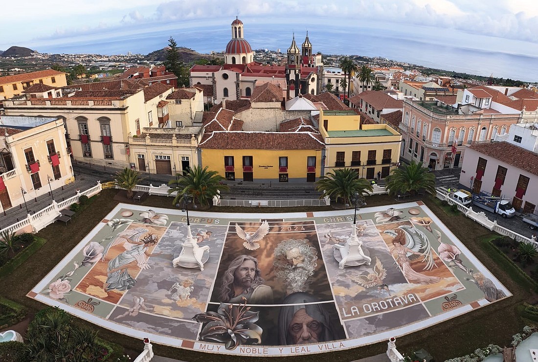 A sand painting for Corpus Christi in La Orotava, Canary Islands.