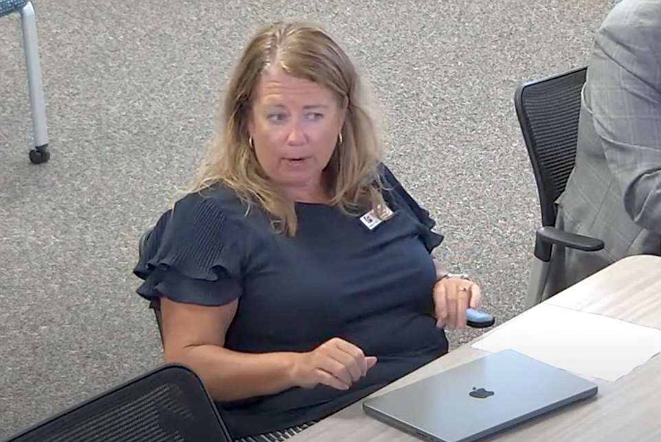 Teresa Phillips, Flagler Schools' curriculum specialist for instructional technology, presents the AI task force's progress at a recent School Board workshop. Flagler Schools image