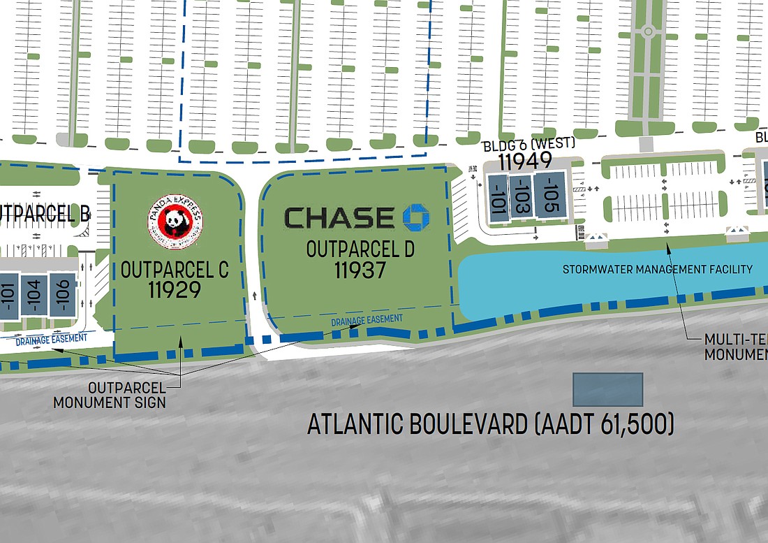 The Atlantic North site plan shows that Chase will build on Outparcel D at 11937 Atlantic Blvd.