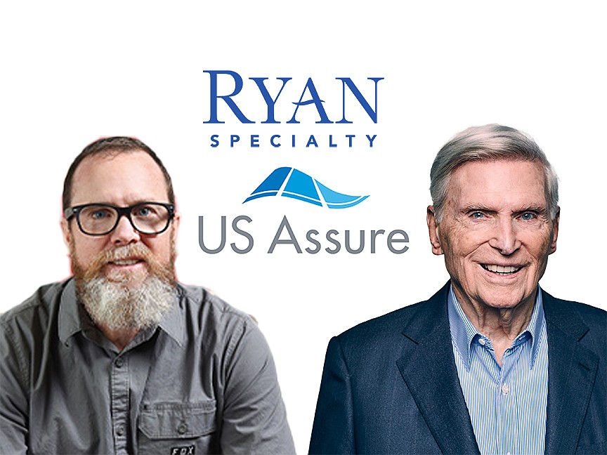 US Assure CEO Ty Petway, left, and Ryan Specialty founder, Chairman and CEO Patrick G. Ryan. Chicago-based Ryan has reached a deal to acquire Jacksonville-based US Assure.