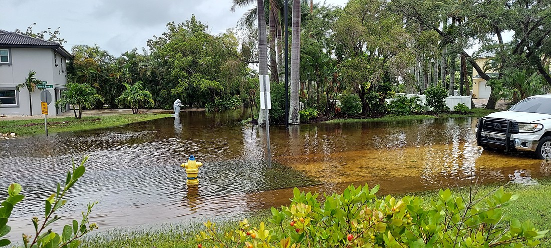The intersection of General Harris Street and Norton Street after Hurricane Debby at high tide around 1:30 p.m. on Aug. 5.