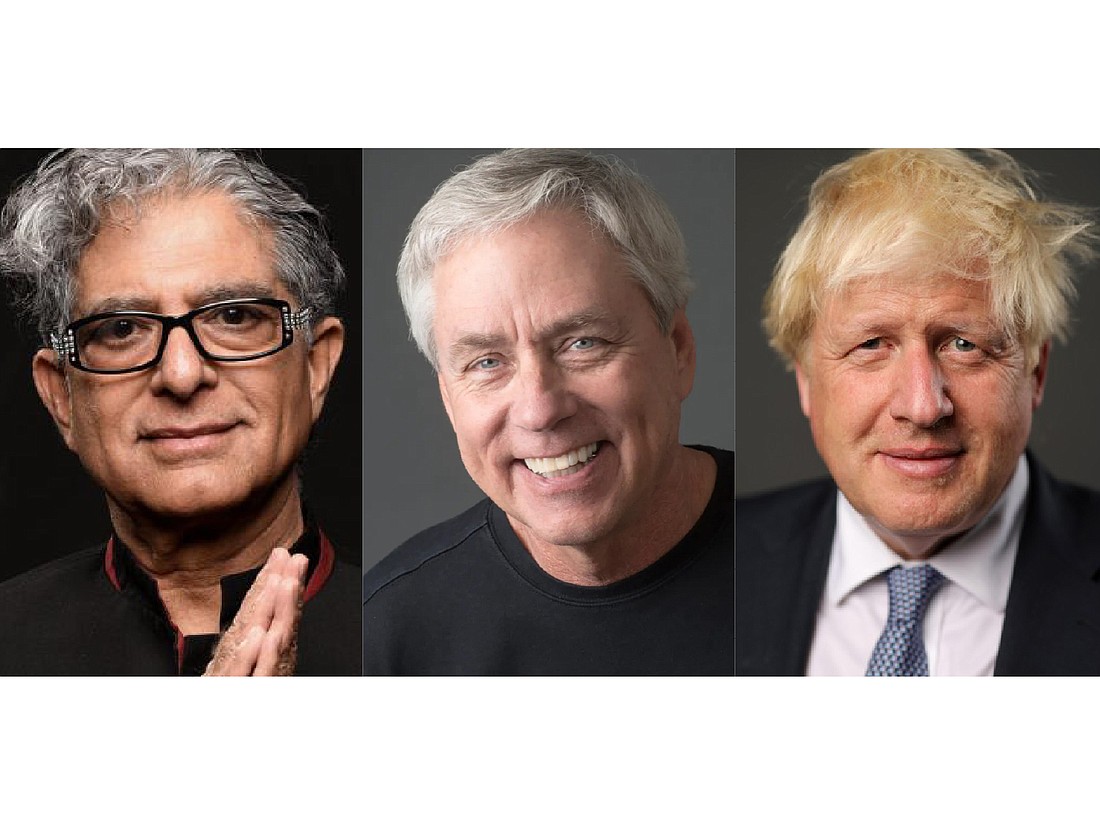 Deepak Chopra, Carl Hiaasen and Boris Johnson are on the 2024-25 Florida Forum Speaker Series schedule.