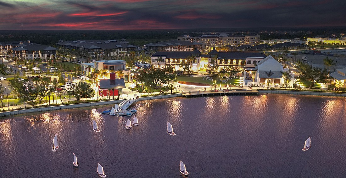 Wellen Park features a downtown area with shops and a lakefront.