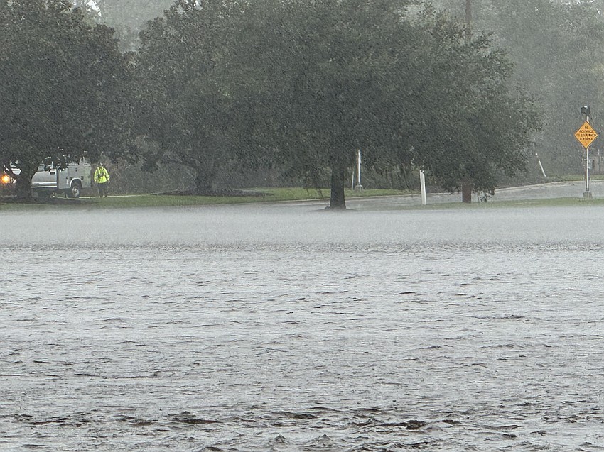 The water levels increase along Hidden River Trail as it continues to rain on and off in the area.