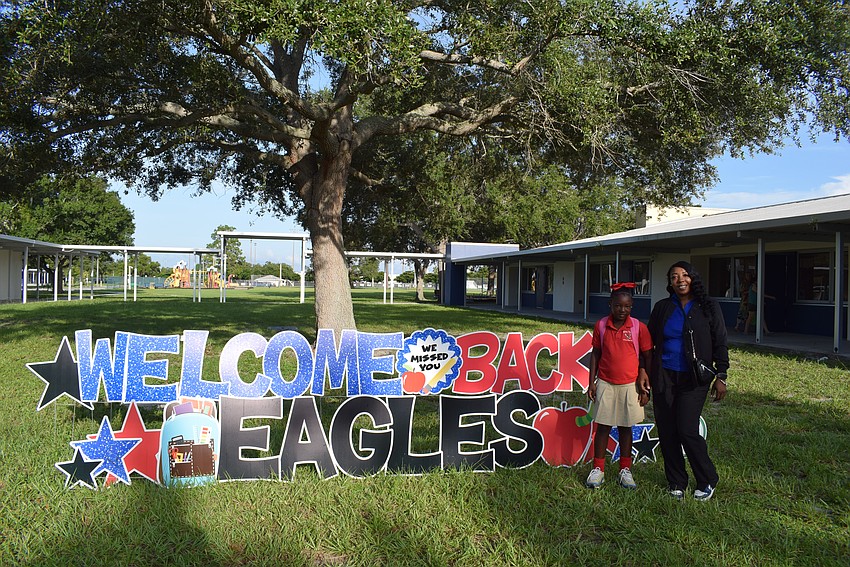 Six grader Skye Evans with her mom Nikea Morgan.
