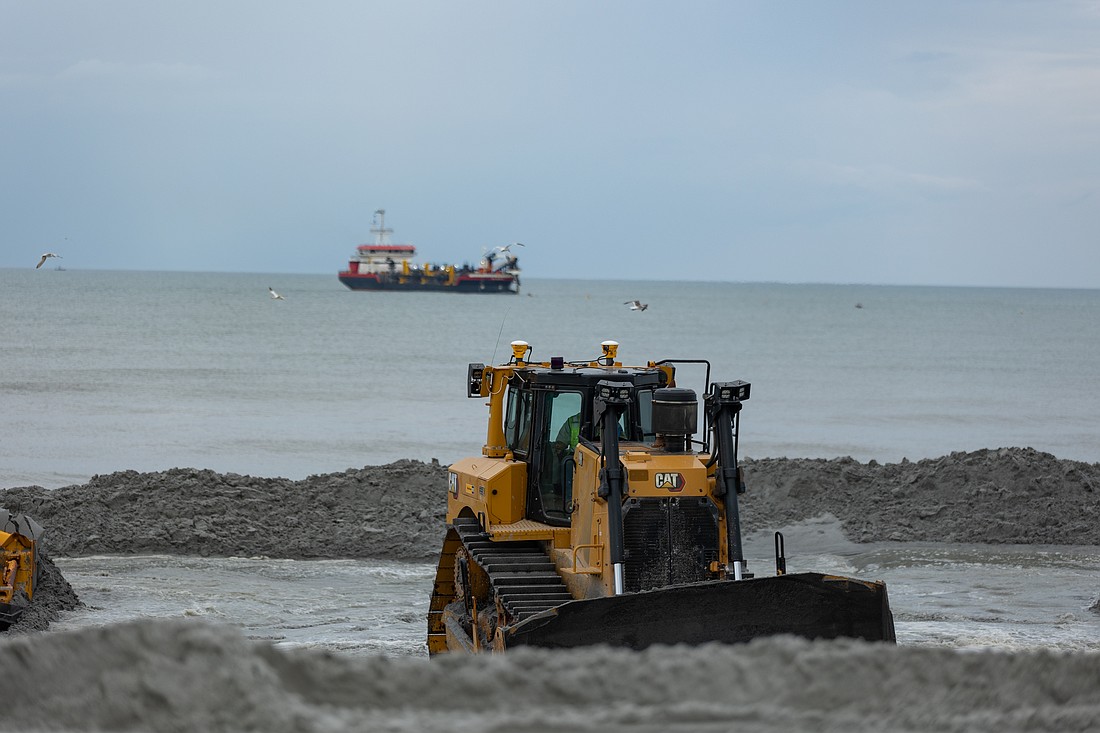 The U.S. Army Corps of Engineers continued the Flagler Beach beach renourishment project on Aug. 9. Photo by Jake Montgomery