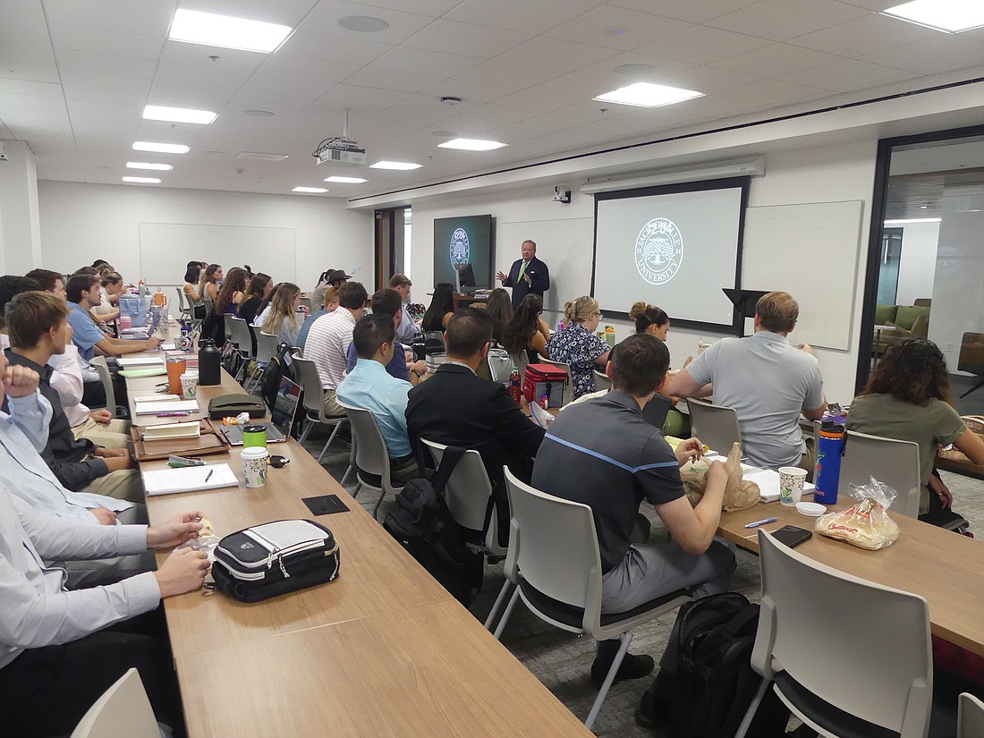 The first class for first-year students at Jacksonville University College of Law’s new Downtown campus at 121 W. Forsyth St. was Aug. 12.