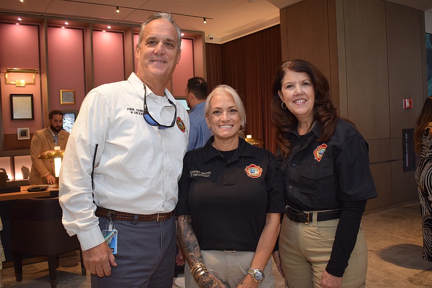 Fire Chief Paul Dezzi, Tara Pavgouzas and Lisa Boggs