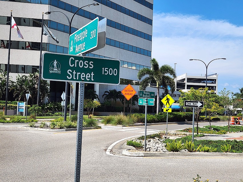 City vacation of Cross Street is needed for developer Orange Pineapple LLC to continue planning for its redevelopment of a 3.1-acre site south of Ringling Boulevard.