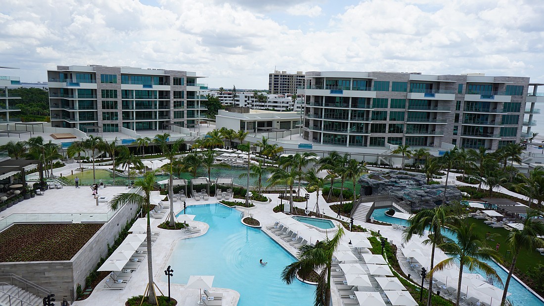 The center of the St. Regis Longboat Key is full of pools and the winding river.