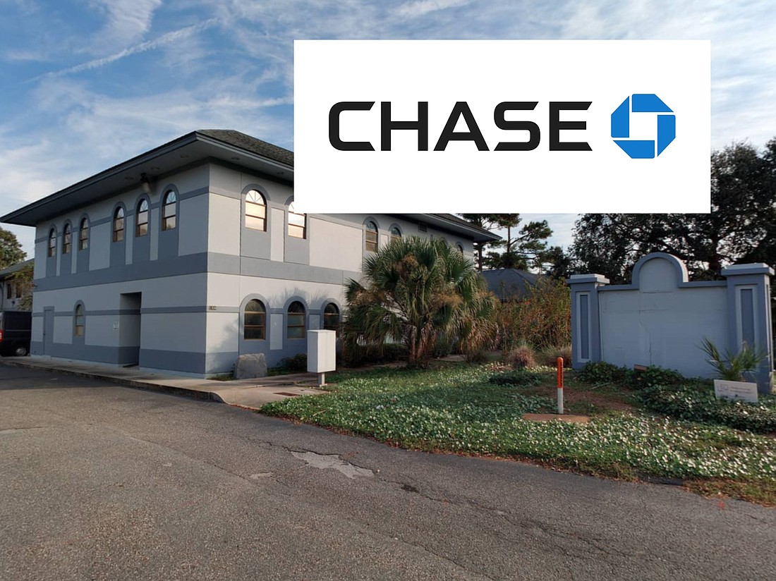 This building near Sawgrass Village in Ponte Vedra Beach would be demolished for a two-story Chase Bank with a drive-up ATM.