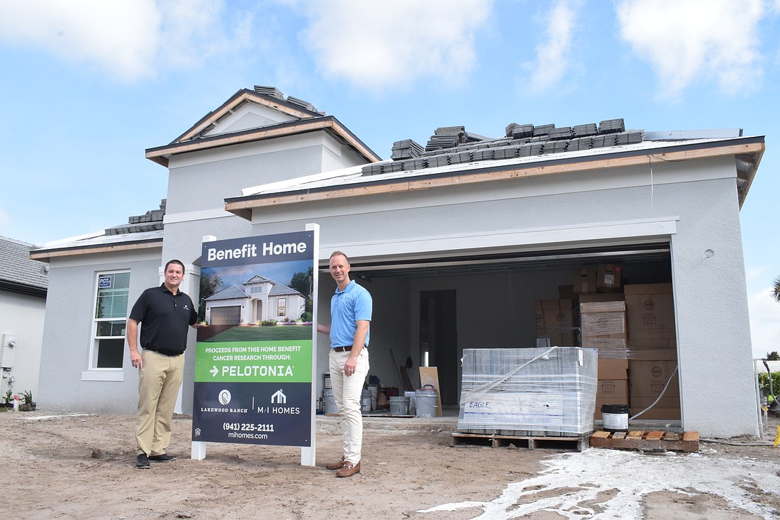 Greg Crawford and Kyle Murphy with M/I Homes say this is Lakewood Ranch’s first Benefit Home. The proceeds of sale of the home will go to Pelotonia, an organization that works to fund cancer research.