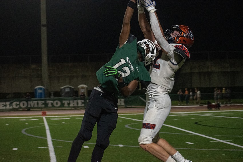 Lakewood Ranch sophomore Ka’marion Jones breaks up a pass against Lemon Bay High.