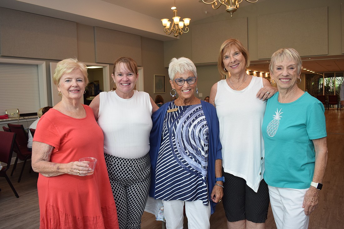 Jamie Engel, Carolyn Nielsen, Connie DiMaggio, Valerie Evanko and Anne Summers at the August Gather and Give.