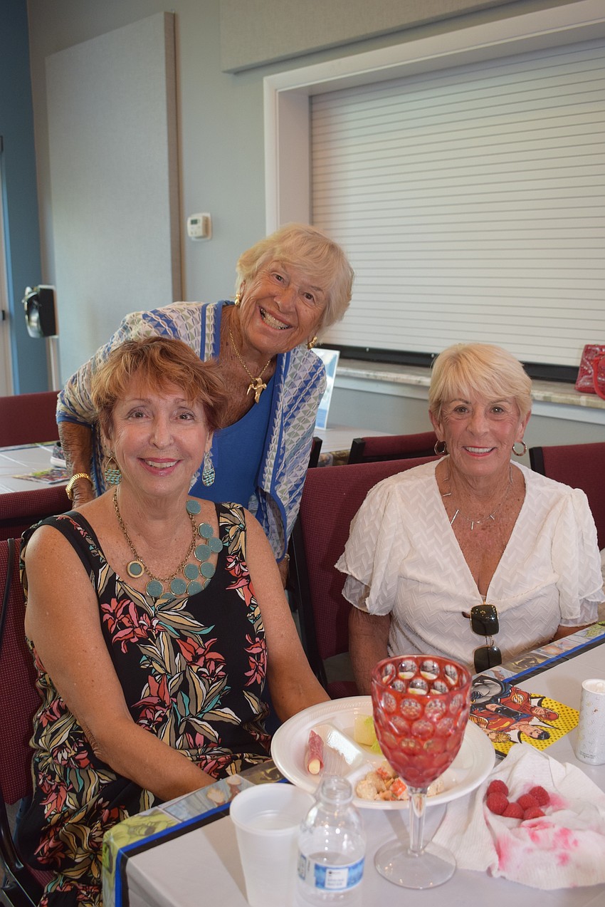 Sandy Endres, Nancy Chanos and June Hessel at the August Gather and Give at the Longboat Island Chapel.
