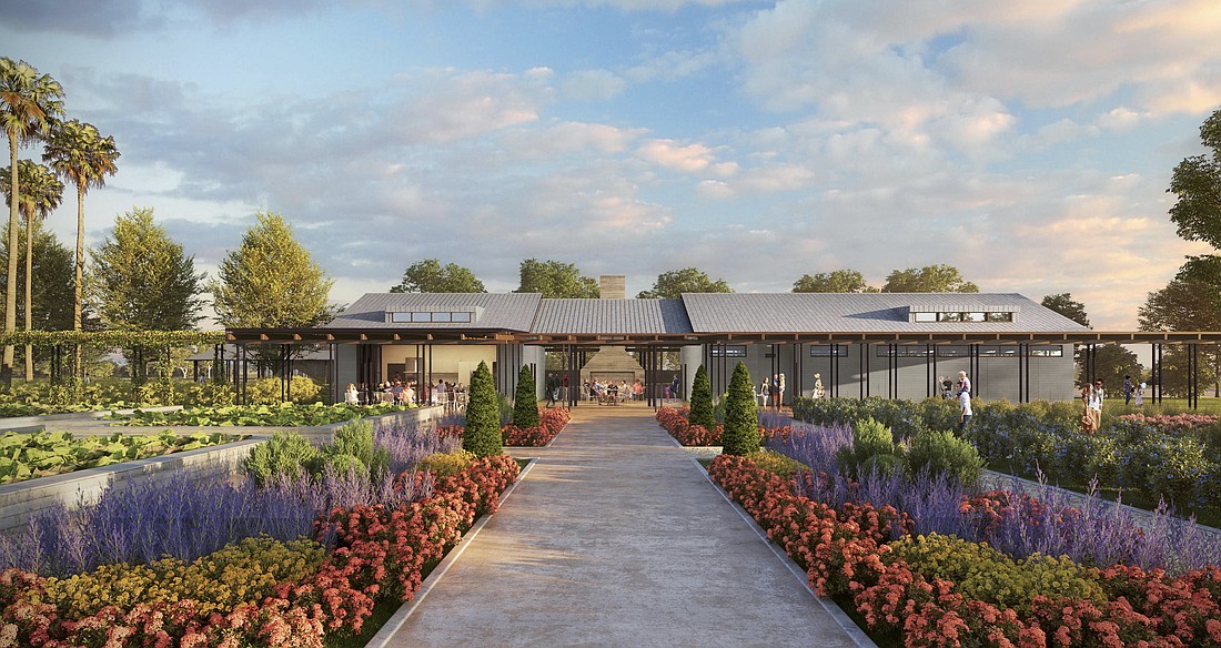 This rendering shows the beautiful gardens that will be planted at Tucker Ranch.