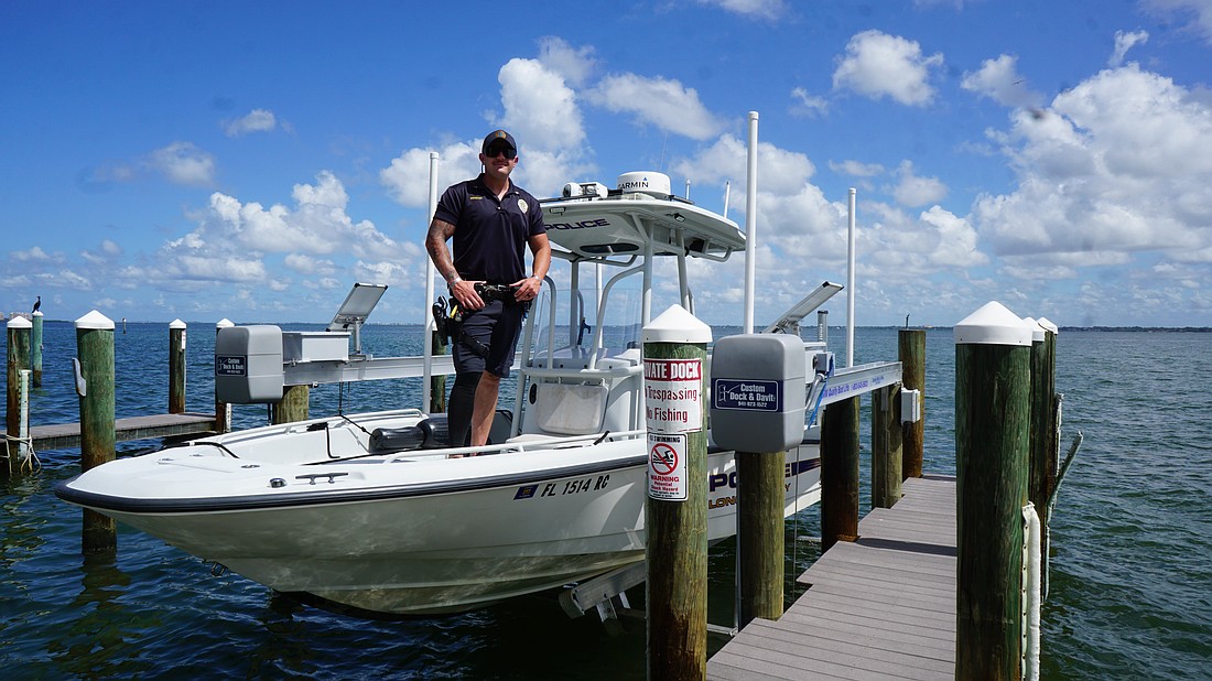 Sergeant Adam Montfort frequently patrols the waters around Longboat Key for the police department.